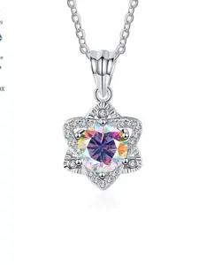 Moissanite 925 Sterling Silver Necklace, Elegant Gift for Wife Girlfriend Daughter, Birthday Valentine's Day Anniversary, Includes Jewelry Box