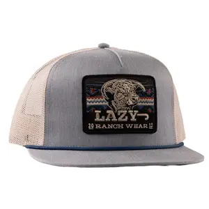 Lazy J Hat - Chambray & Tan Aztec Tribal