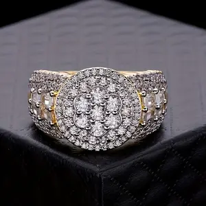 1 Piece Moissanite Hip-Hop Style Ring Men's Trendy Street Dance Shiny Jewelry 18k gold plating Party Essential Accessory Unisex Friend Gift  S925 Silver Coating