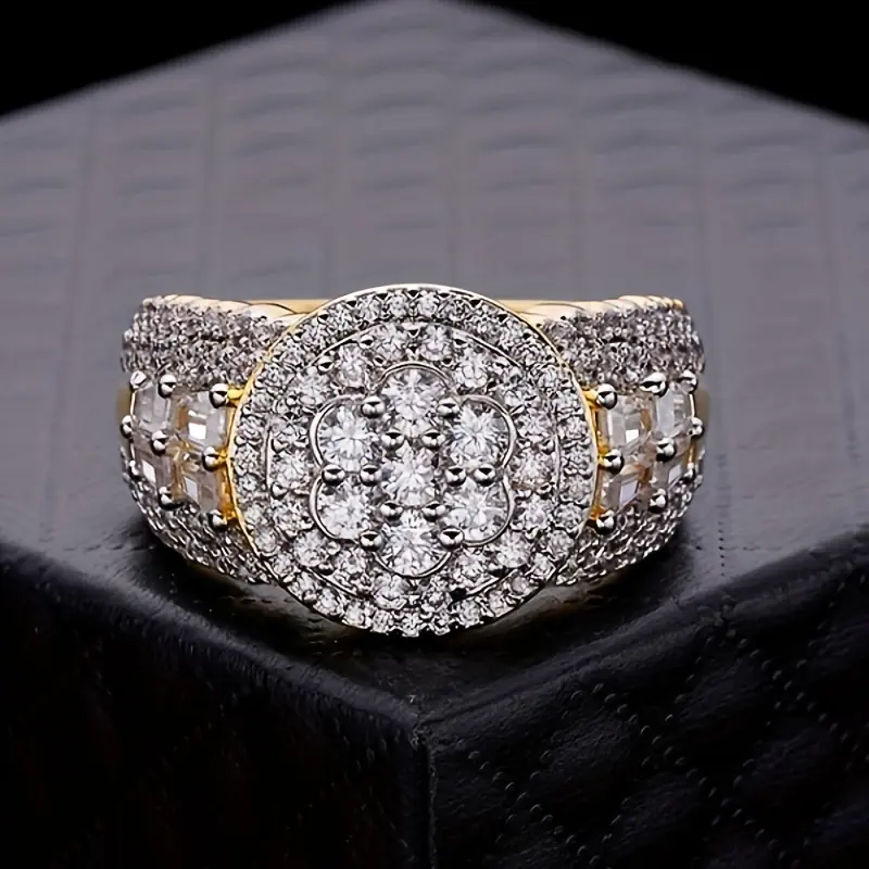 1 Piece Moissanite Hip-Hop Ste Ring Men's Trendy Street Dae Shiny Jewelry 18k gold plating Party Essential Accessory Unisex  Gift  S925 Silver Coating, Moissanite Rings