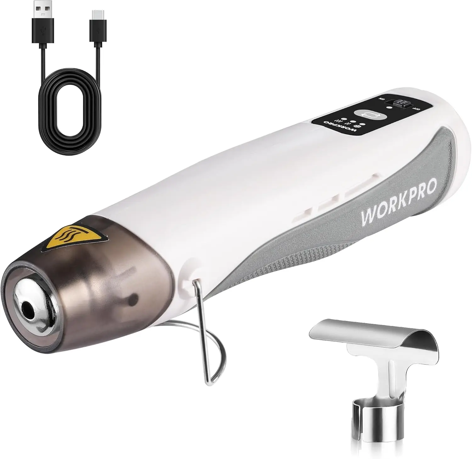 WORKPRO 7.2V Mini Cordless Heat Gun, 680℉ Hot Air Gun with Reflector Nozzle, 3 Temp Settings - Cool Air, 302℉/680℉, Fully Ceramic Heating Core for Halloween Crafts & DIY Embossing