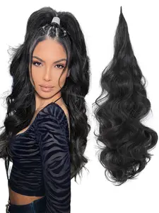 Ponytail Extension, Flexible Wrap Around Ponytail Extension Long Wavy Curly Ponytail Hair Extensions Natural Ponytail Soft Synthetic Hair Synthetic Hairpiece For Women Daily Party Use