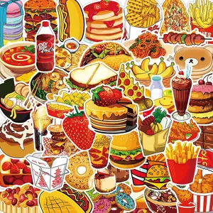 Food Series Sticker, 50pcs/set Waterproof Decorative Sticker, DIY Creative Sticker for Phone Case, Laptop, Notebook, Helmet, Skateboard