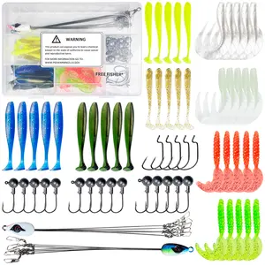 63Pcs Alabama Rigs Kit 5 Arms Umbrella Rigs with Jig Head Hooks Swimbait Paddle Tail Soft Lures Set for Bass Crappie Striper Trout Salmon soft plastic crappie jig