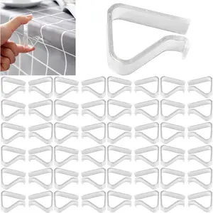 48 count Transparent Clear Tablecloth Clips, Plastic Table Cloth Clips,Windproof Table Cover Holder Clamps,Table Cloth Holder for Christmas Home Wedding Party Indoor Outdoor Camping Picnic (Large)