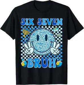 100% Cotton 67 Hanukkah Funny Jewish Chanukah 67 Menorah Dreidel Meme T-Shirt