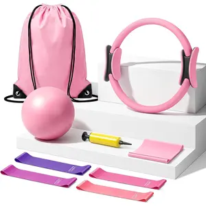 Pilates Kit for  Workout: Pilates Equipment Ring and Ball Set for Women with Resistant Loops, Stretch Band & Storage Bag - Essentials Pilates Accessories Kit for Beginners Full  Workouts