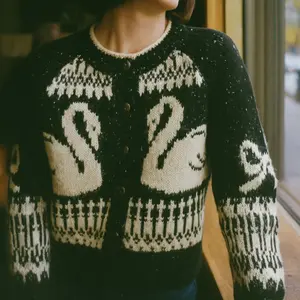 Swan Jacquard Cardigan