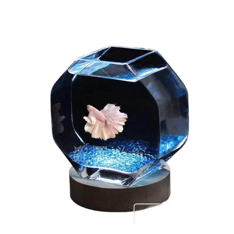 Creative Glass Fish Tank High Transparency Thickened Glass Vase Hydroponic Vessel Desktop Fish Tank Small Office Fish Tank