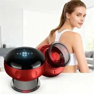 [Renhui]Electric cupping massager,Intelligent massage cup, red light+heat+suction therapy/muscle relief, cellulite, used for comfortable massage, portable charging massage tool, used for body care, gifts, vacuum electronic cupping massage device.