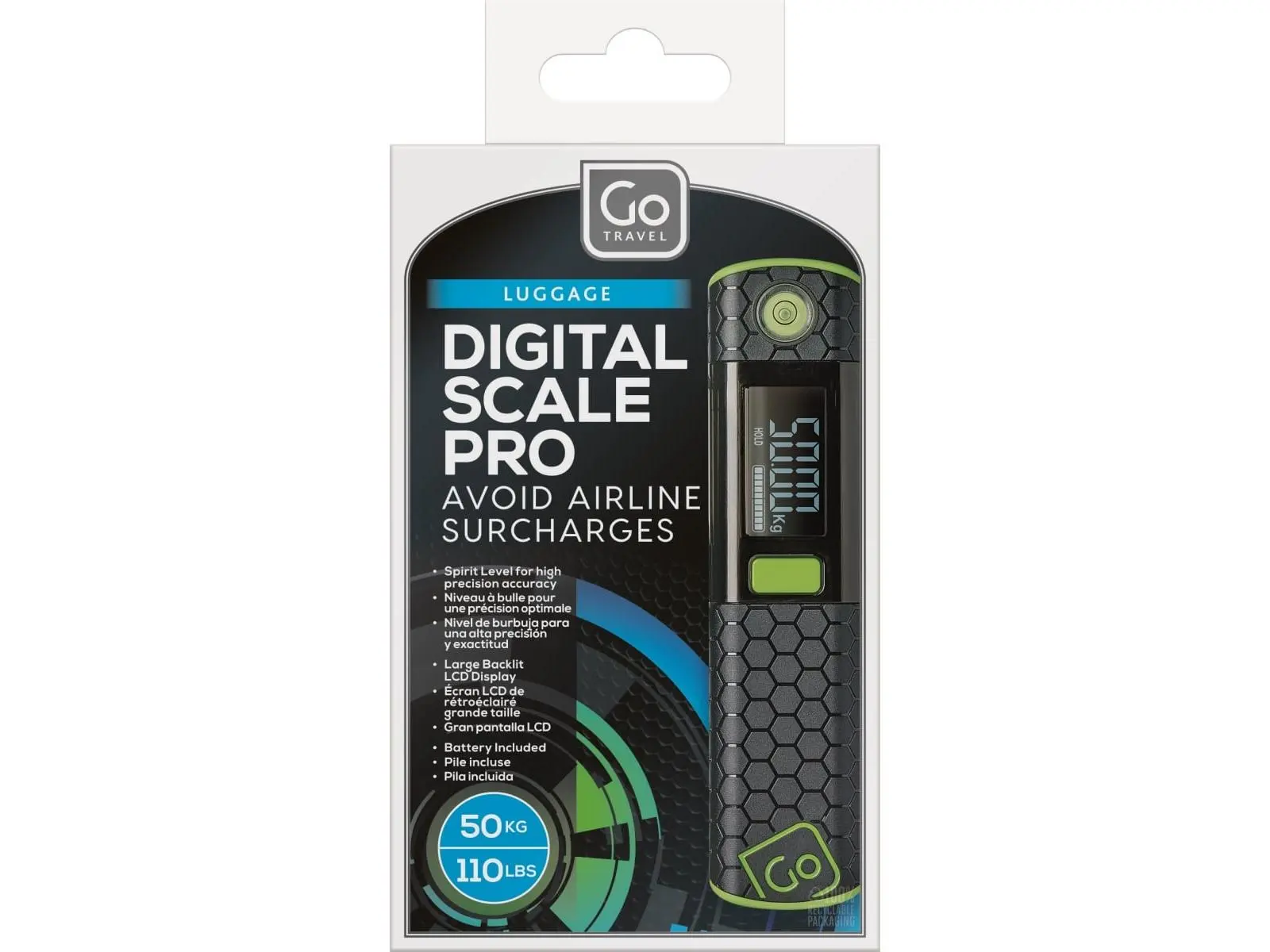 Go Travel 2004.301 Digital Pro Scale with LCD Display, Tape Measure (1m/40), Batteries Included, Prevents Airline Surcharges, 1 lbs Capacity, Avoid Airline Surcharges, 1M (40) Tape Measure