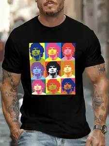Diego Maradona. New Arrival fashion heavyweight Hot Sale vintage Summer streetwea vintage funny Crewneck Printed T-shirt & Daily commuting is suitable for various occasions