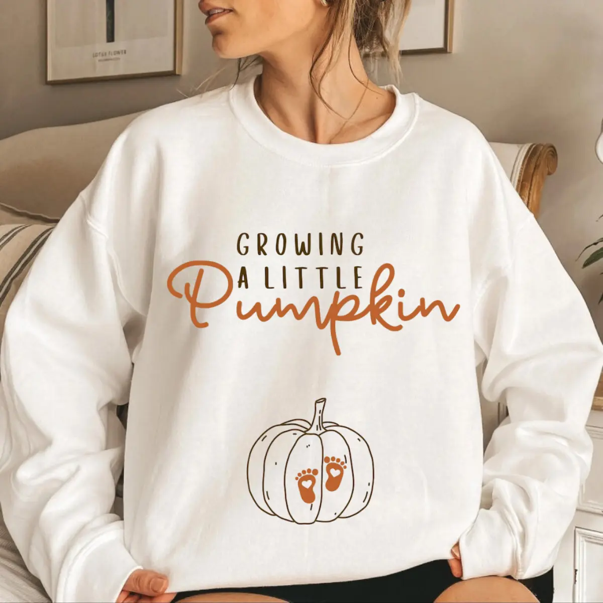 Growing A Little Pumpkin Sweatshirt, Cute Fall Maternity Crewneck, Pregnancy Announcement Sweater, Thanksgiving Mom Gift Hoodie Tops