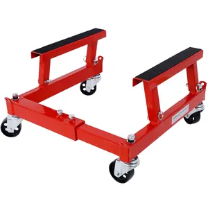 1500 lbs Engine Cradle Dolly  4 Full Swivel Wheels, Rubber Pads, Tie-Down Mounts -  Height & Width Adjustable, Heavy Duty Engine Stand for Auto Repair Shops