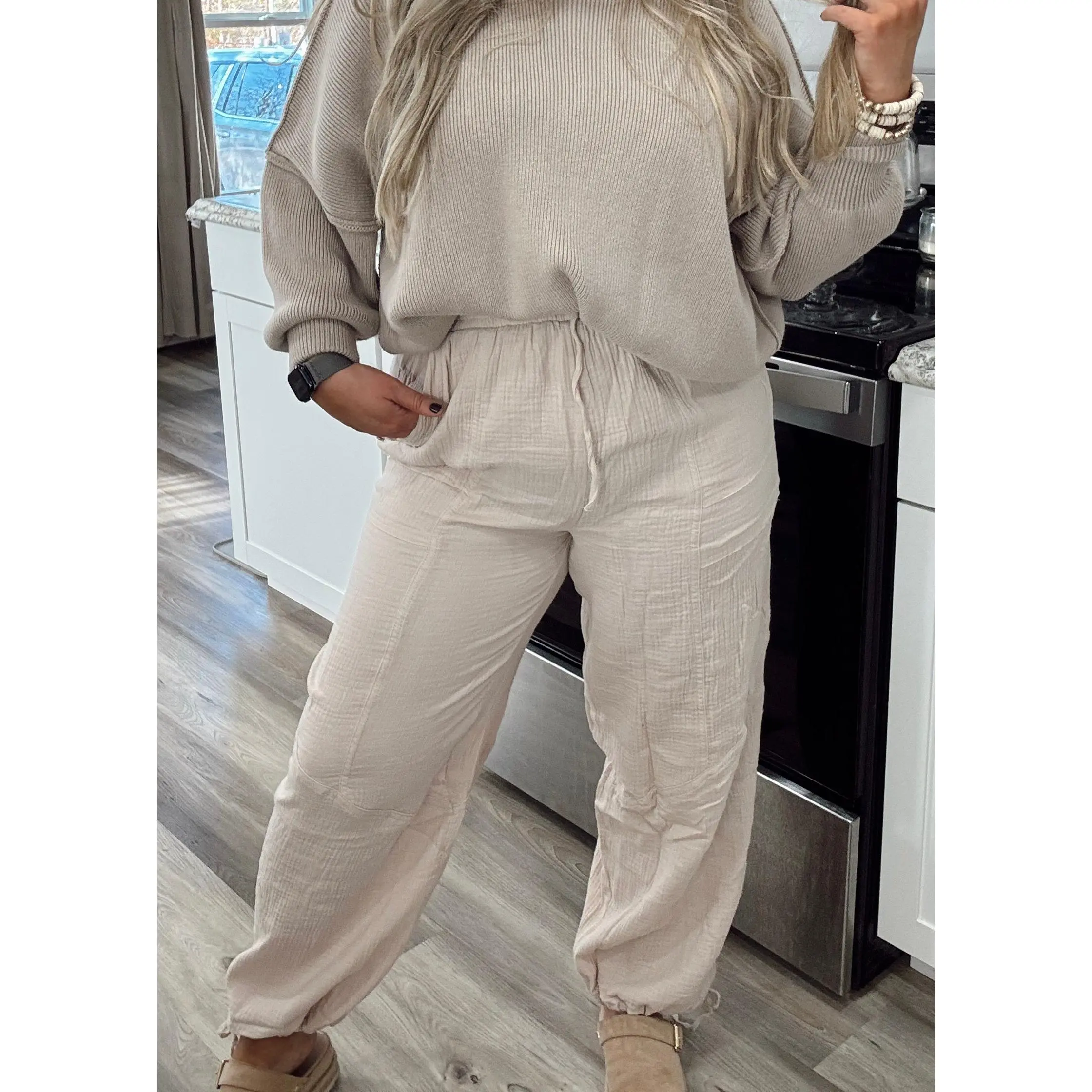 Linen Drawstring Jogger Pants