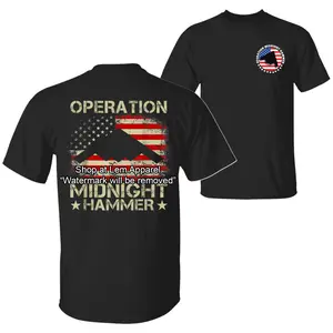 US Air Force B-2 Spirit Stealth Jet Operation Midnight Hammer with American Flag T-Shirt, 4th Of July Patriotic Pride 2 Sided Design Unisex Cotton T-shirt for Men for Women Menswear Womenswear Top
