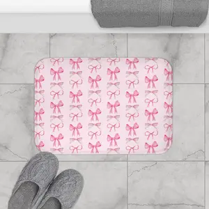 Cute Bow Pattern Bath Mat - 100% Memory Foam Microfiber, Anti-Slip Backing, Cozy Design, Ideal for Shower & Bathroom Use