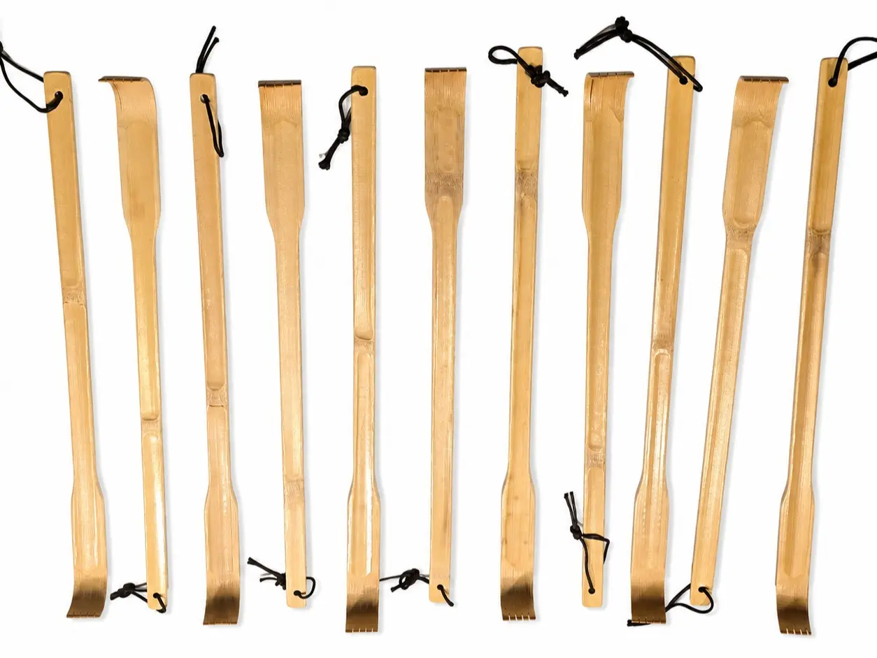 16.5" Bamboo Back Scratcher 10x – Long Handle Wooden Back Scratcher with Hanging Cord, Natural Bamboo Handheld Scratching Tool, Gift for Men & Women