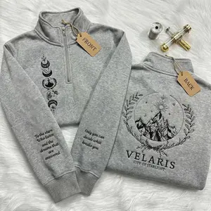 Velaris Embroidered Quarter Zip ,Velaris City Of Starlight Embroidered Zip,City of Starlight,SJM sweater,The Night Court Shirt,ACOTAR Zip