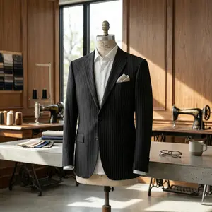 Italian Tailored Striped Suit | 98% Wool Blazer for Modern Gentlemen | Office to Cocktail Ready - Douglas & Grahame