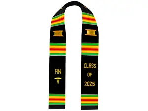 Ovaltag Nursing Graduation Stole, Kente Sash, RN with Medical Logo, Class of 2025