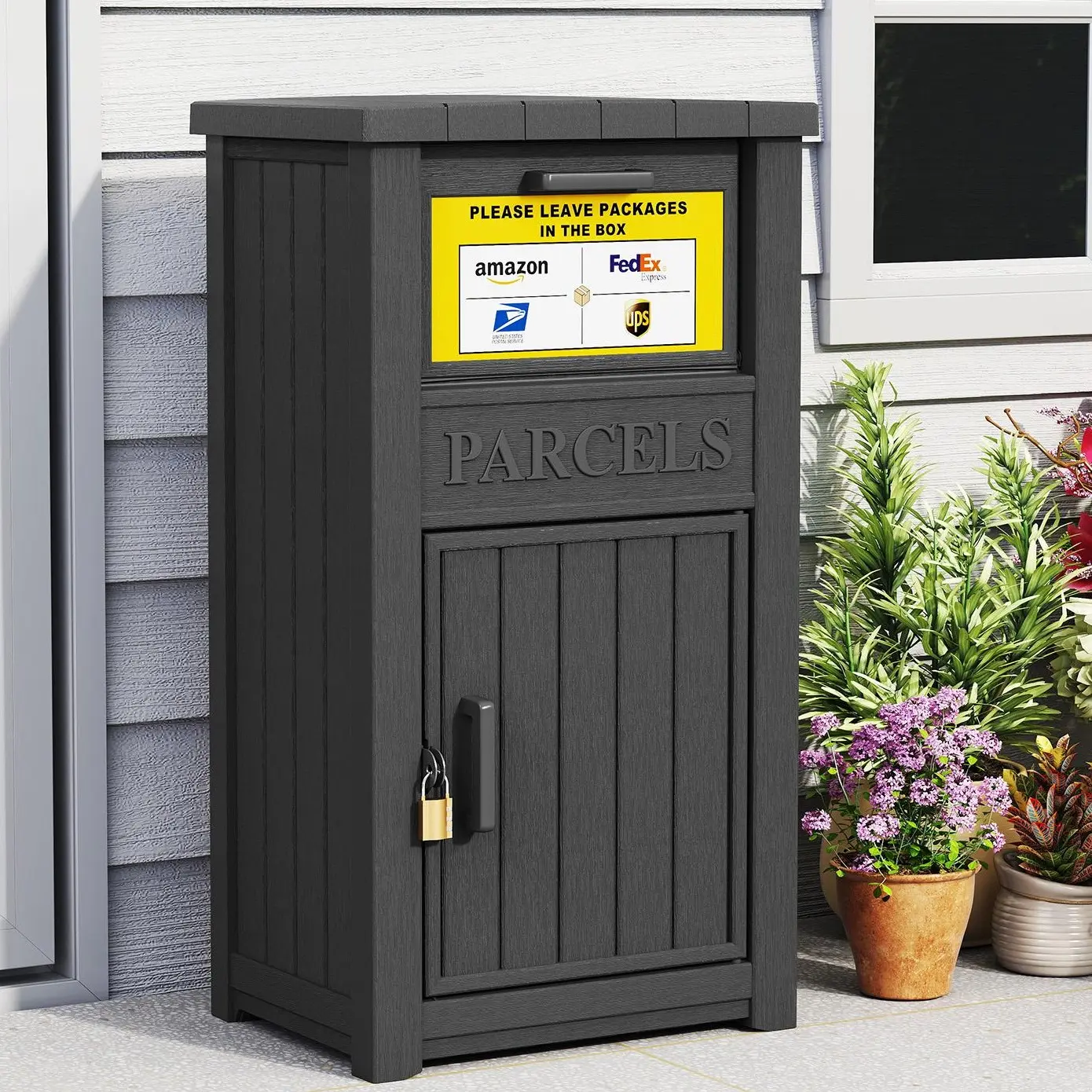 Summervibes LHBCRAFT Lockable Secure Porch Delivery Box with Storage Compartment, Anti-theft and Waterproof Design, an Outdoor Storage Solution for Express Parcels and Takeout Delivery,Christmas gift