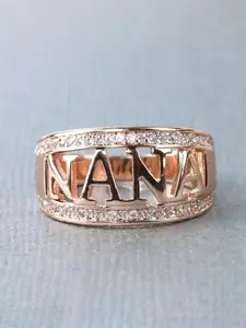 1 PC Classical Cubic Zirconia Alphabet Design Copper Ring For Grandmother For Daily Party Jewelry Mother's Day Gift Personalized Alphabet Ring Statement Rings