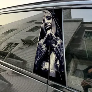 2-piece set Black Nun Car Sticker B-Pillar DIY Center Pillar Film Decorative Car Accessory Sticker For Cars