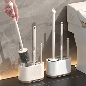 4pcs Toilet Brush Set, Wall-Mounted Cleaning Brushes, Bathroom Brush Cleaner, Four-Piece Luxury Design, Home Use Hygiene Tools, Space-Saving Holder Included