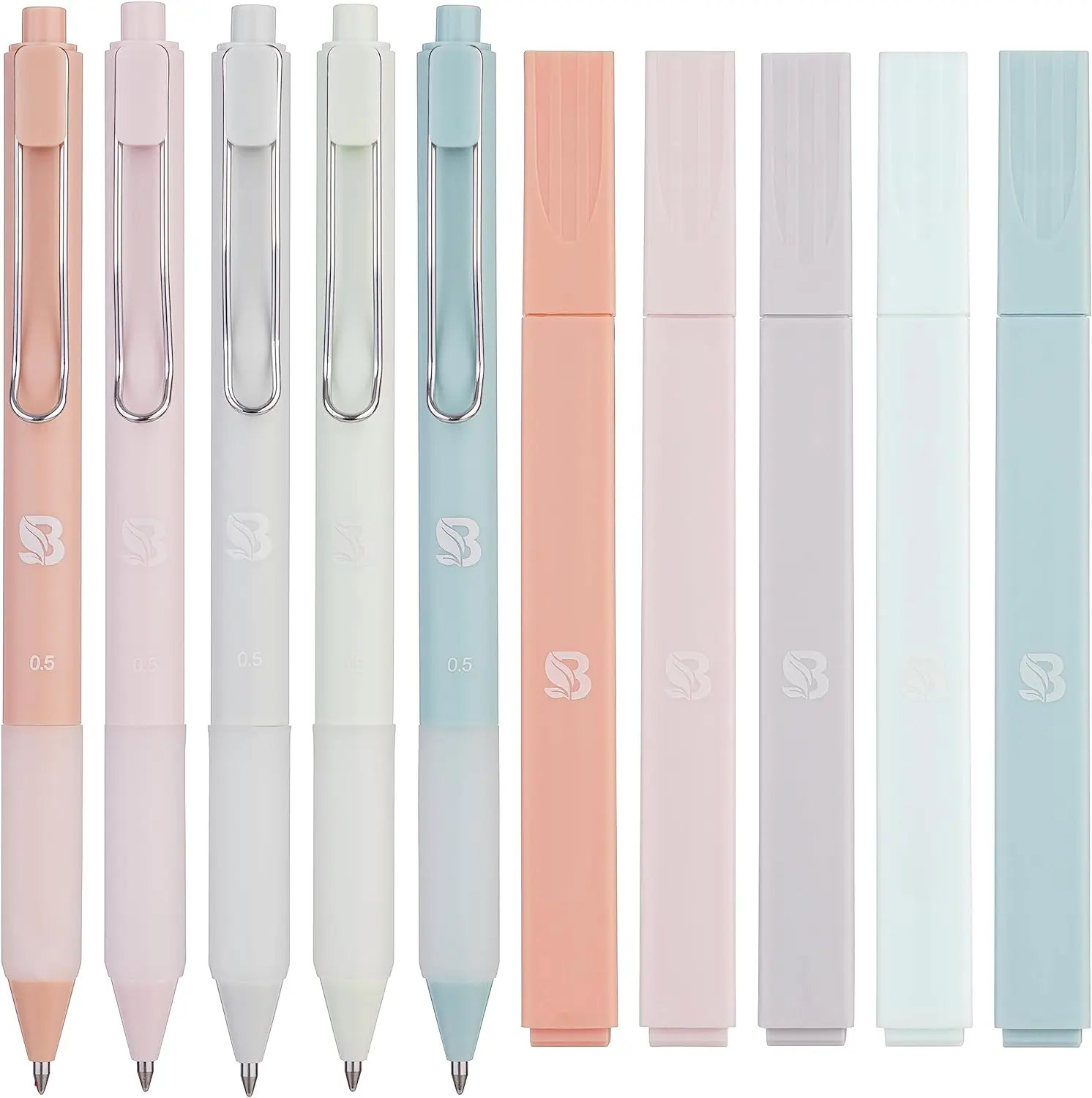 Aesthetic Highlighters and Gel Pens No Bleed Dry Fast 10 pack