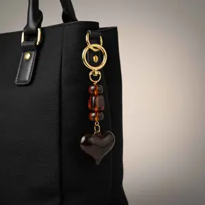 The Amber Tortoiseshell Heart Bag Charm