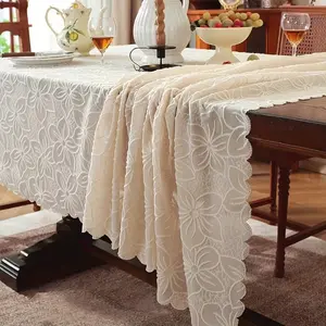 1pc French Romantic Large Flower Tablecloth, Rectangular Polyester Fabric, Home Decor Cover, Picnic Table Cover, Perfect for Holidays, Birthdays, Weddings