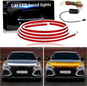 71'' 94" Car LED Hood Light Strip Dual Color Dynamic Scan Start Up Hood light Exterior Daytime Running Lights White Amber Switchback Sequential Turn Signal Lights