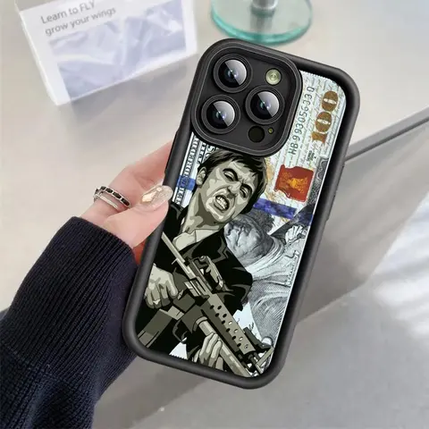 Scarface Gangster Character Protective Cellphone Case - Shockproof Slim Silicone Casing, Non-Slip Grip, Full Camera Protection, Soft Fit, Screen Protector Included, for iPhone 17 Air,16,15,14 Pro Max,13,12,11,XR,X&XS Plus (Mobile Phone Accessories)