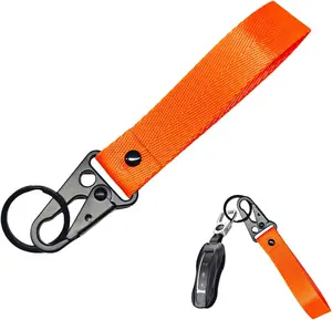 Key Chain, Fabric Metal Practical Multifunctional  , Anti-Lost  with O-Ring for Men Women (Orange)