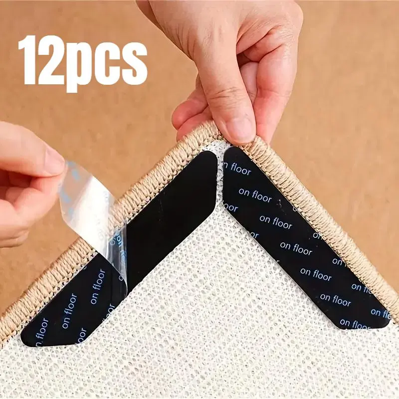 12 Pcs/24pcs Anti-Slip Rug Gripper Pads, Durable Washable Reusable Rubber Mats, for Hardwood Floors, Living Room, Bedroom