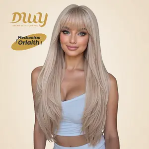 Orlaith -DWY Long-length Layer-cut Stright Blonde Free Part Synthetic Scalp Glueless Synthetic Wig for Women 26 Inches Straight Layered Wigs