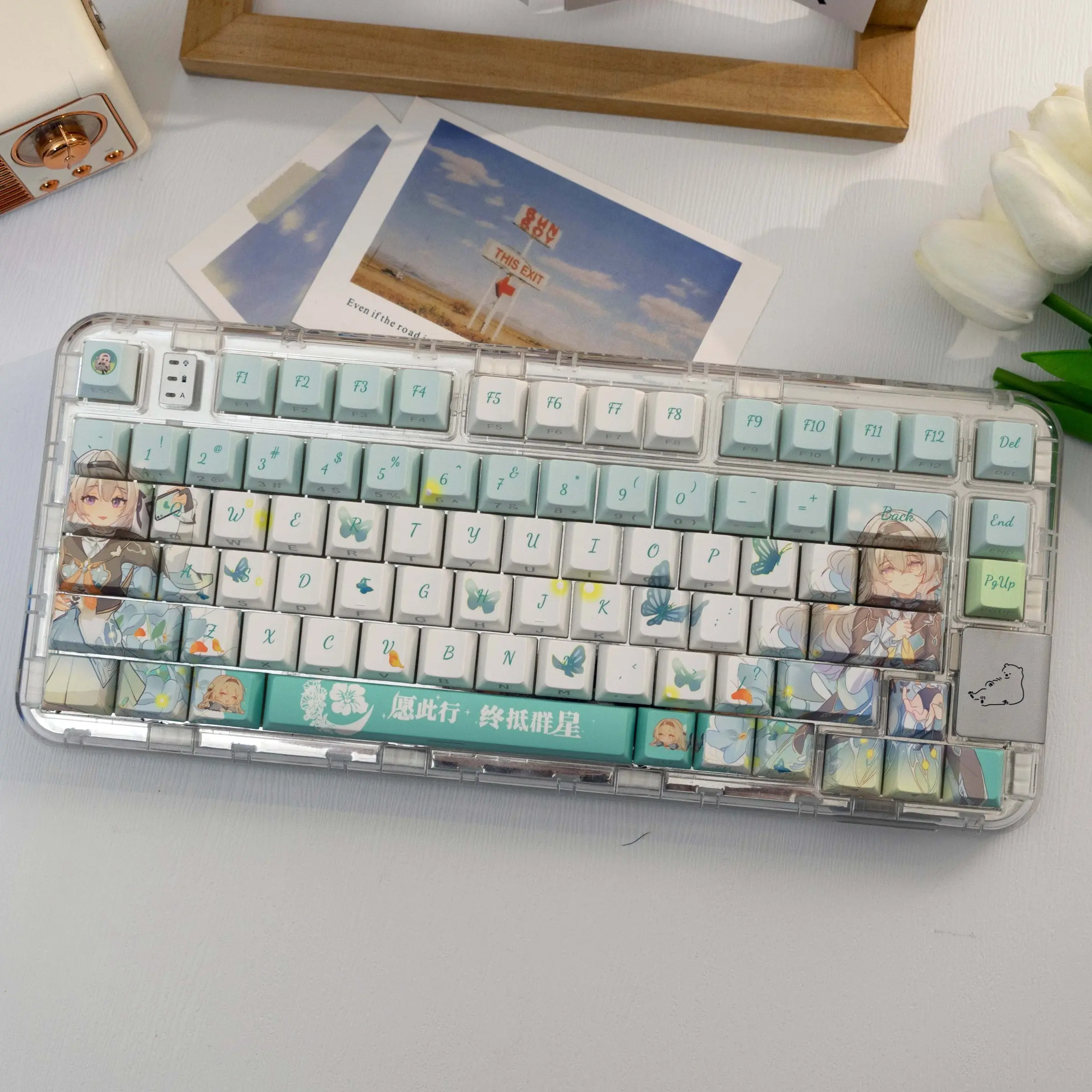 138 Key Flowing Firefly 2.0 Theme Pbt Capsules, Cherry Style Side-Printed Semi-Transparent, Dye Sublimation, Compatible with Mx Axes, Sublimation Keycap, Keyboard Keycaps
