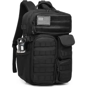 Tactical Backpack - Military waterproof backpack with multiple pockets and tactical gear for the outdoors (Black, 25L)