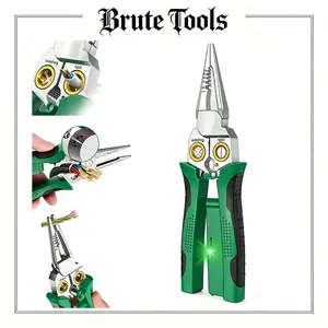 Multi-Function Wirecrimper 8-in-1 Hot Wire , Flashing LED Alarms, Cutting and Pulling Wires, Cable Scissors, Voltage Tester, Hot Wire Judgment, Electricians Versatile Functionality, household repair tools kctool pliers pinza wiring home supply hand tool