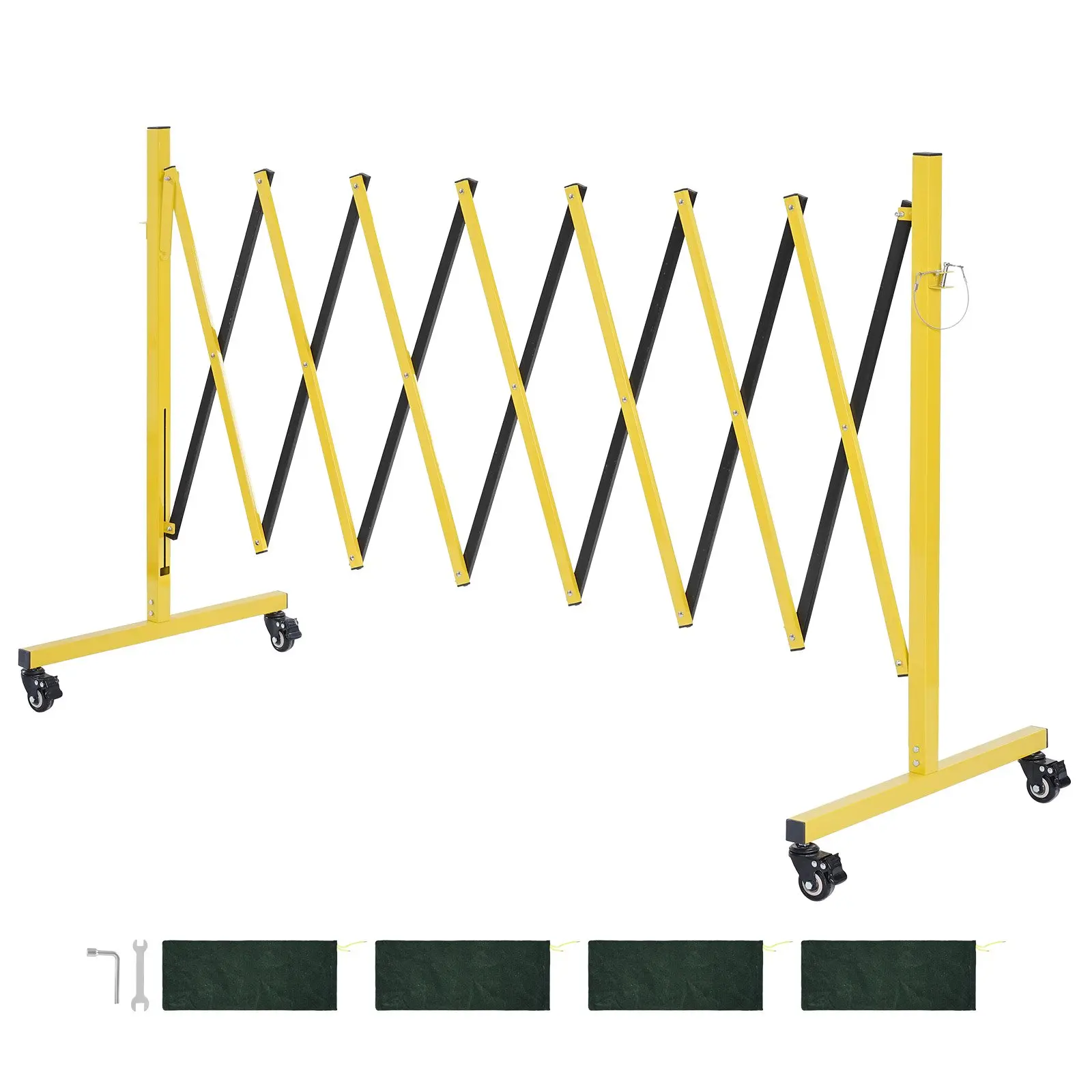 【DealsForYouDays】VEVOR Industrial Expandable Barricade, 12FT Expandable Safety Barrier, Flaxible Mobile Barricade with Locking Casters, Portable Folding Security Gate Traffic Fence for Driveway Warehouse ElevatorSummervibes