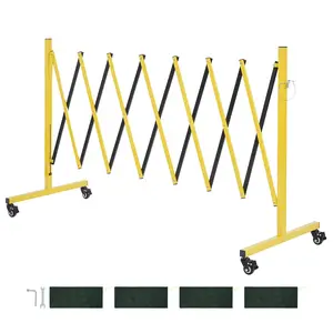 【DealsForYouDays】VEVOR Industrial Expandable Barricade, 12FT Expandable Safety Barrier, Flaxible Mobile Barricade with Locking Casters, Portable Folding Security Gate Traffic Fence for Driveway Warehouse ElevatorSummervibes