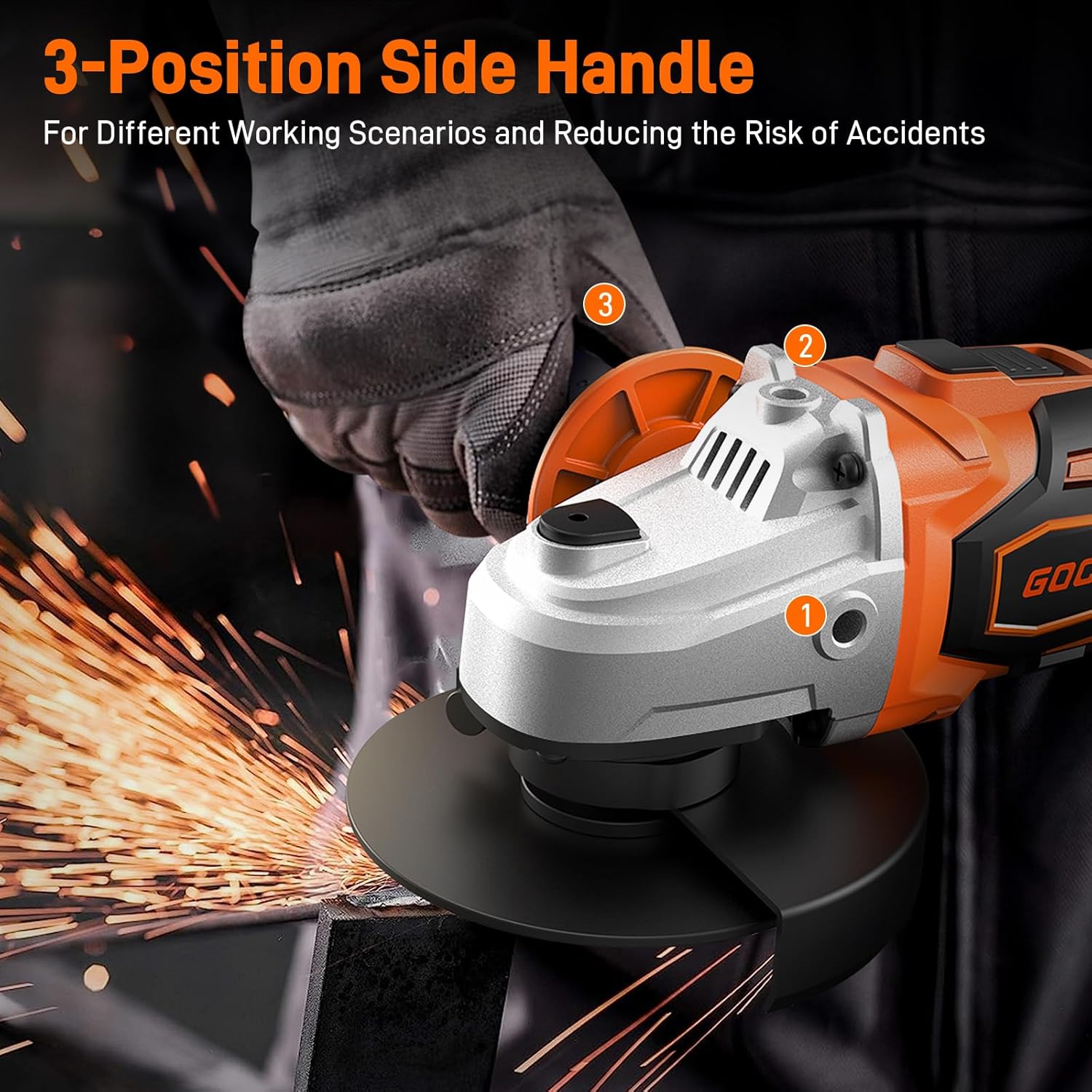 Cordless Angle Grinder Tool GOCHIFIX Grinders Power Tools 20v 4-1/2 Inch Brushless Grinders Tool with 4.0Ah Battery & Fast Charger, Grinding & Cutting Wheels for Metal, for Workshops, Home Lovers