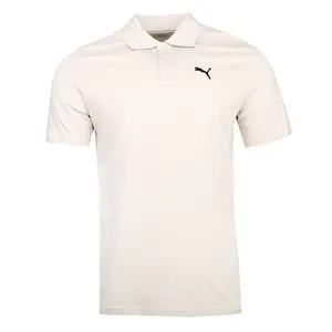 PUMA Mens Essentials Jersey Embroidered Short Sleeve Shirt Casual Casual - Beige