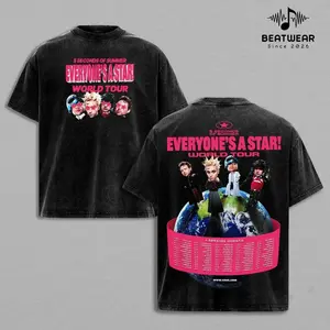 5 Seconds Of Summer Band Vintage Heavy Washed Shirt V2 EVERYONE’S A STAR! 5SOS World Tour 2026 Men's T-shirt Unisex Oversize Rock Pop-rock Band Cotton Gift For Rock Music Lovers Y2K Outfits Vintage 90s Graphic RN4