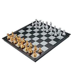 1pc Pocket International Chess Travel Chess For Plane Kids Adults Thin Board Game Teaching with Gold & Silver Pieces