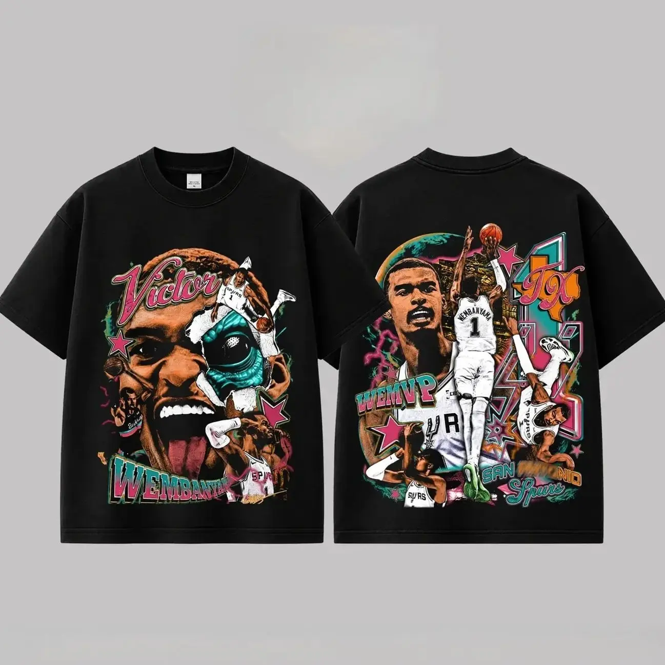 [ 🎉 100% Cotton]  Victor Wembanyama 'The Alien' Graphic For Spurs Nation, Spurs Basketball Fans Apparel, Wemby Fans Basketball Streetwear Tee, Gift For Basketball Fan Graphic Tee QS2