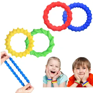 Elastic Sensory Bracelet Set, 4 Counts/set Colorful Textured Toys for Kids & Adults, Safety Silicone Material Sensory Toys