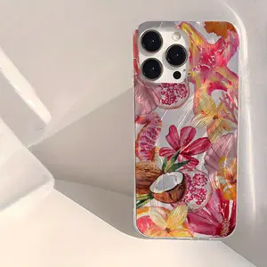 Coconut Flower Seahorse Fashion Patchwork TPU Cellphone Case - Glossy, Waterproof, Smooth, Flexible Cover, Protector Casing Accessory for Multiple iPhone Devices
