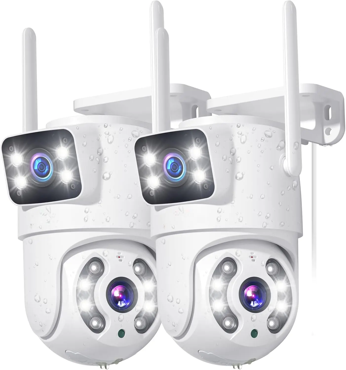 【Dual Lens Linkage】6MP Pan/Tilt Security Camera Outdoor, WiFi Camera, Auto Tracking, Human Detection, Light Alarm Floodlight, Color Night Vision, 2.4G WiFi, 24/7 Record